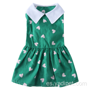 Vestido de perro gato de verano verde Ropa de cachorro